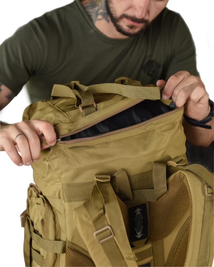 Рюкзак тактичний 100 л. рамний з водонепроникного матеріалу КОЙОТ - Зображення 5