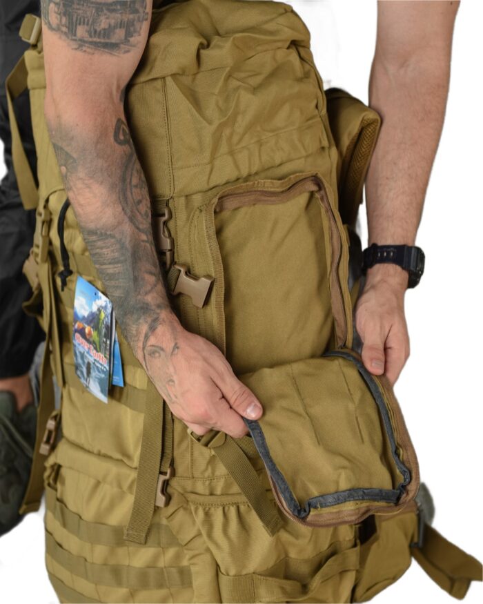 Рюкзак тактичний 100 л. рамний з водонепроникного матеріалу КОЙОТ - Зображення 7