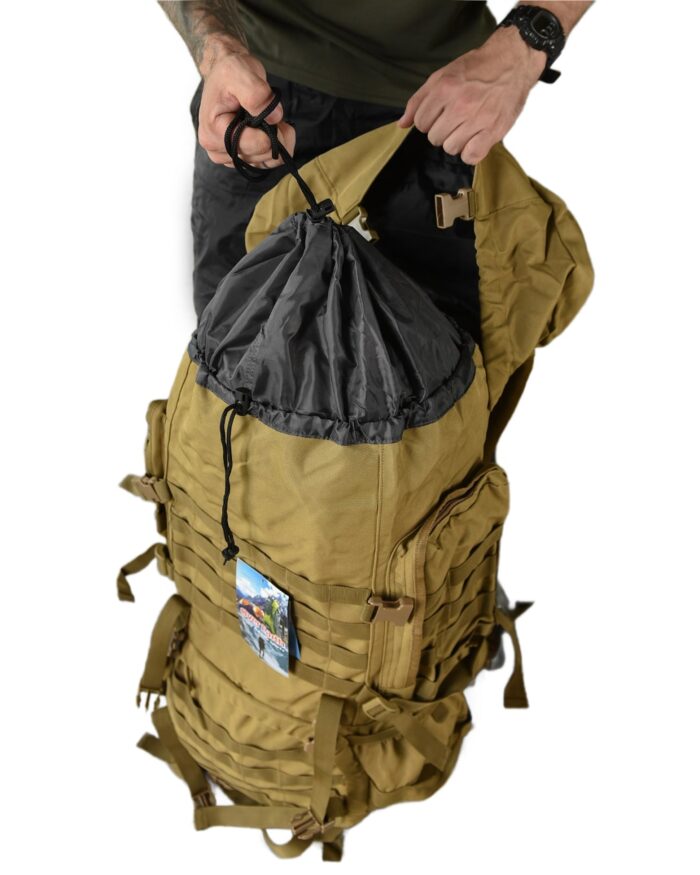 Рюкзак тактичний 100 л. рамний з водонепроникного матеріалу КОЙОТ - Зображення 8