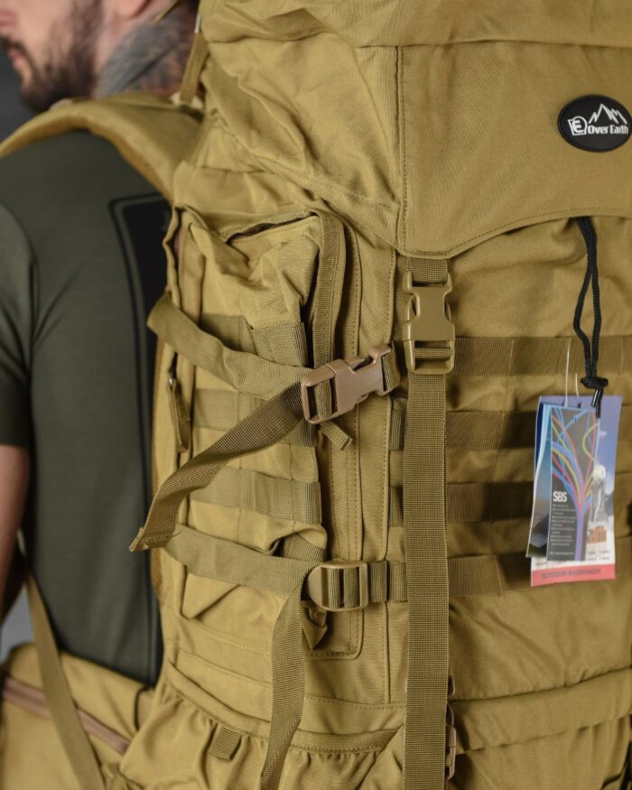 Рюкзак тактичний 100 л. рамний з водонепроникного матеріалу КОЙОТ - Зображення 11