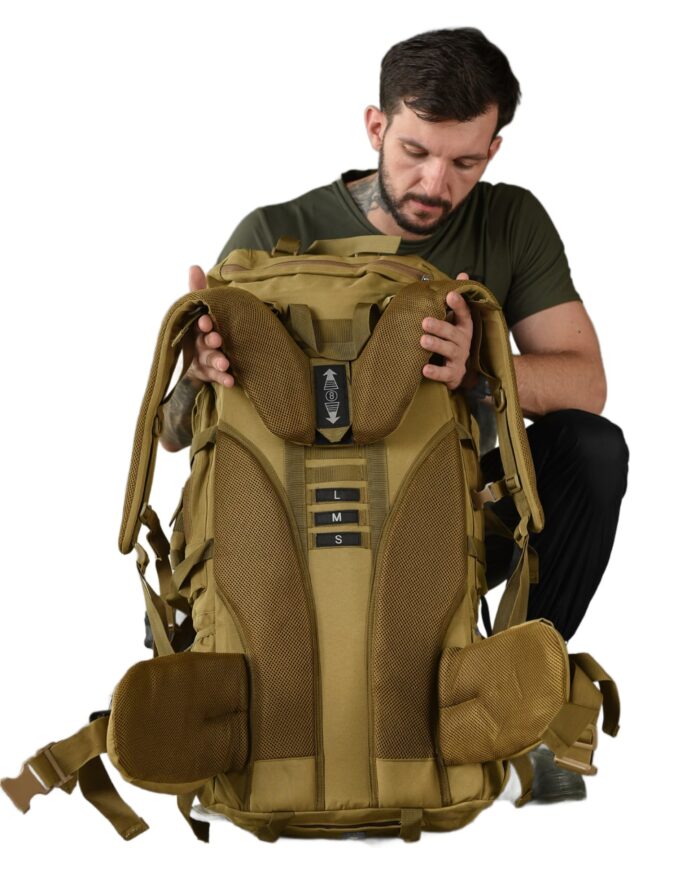 Рюкзак тактичний 100 л. рамний з водонепроникного матеріалу КОЙОТ - Зображення 12