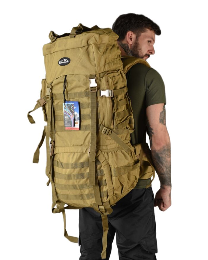 Рюкзак тактичний 100 л. рамний з водонепроникного матеріалу КОЙОТ - Зображення 1