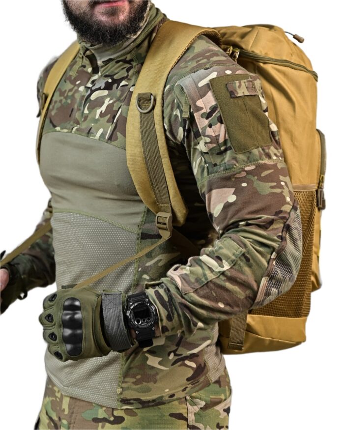 Рюкзак тактичний 60 л. з водонепроникного матеріалу КОЙОТ - Зображення 3