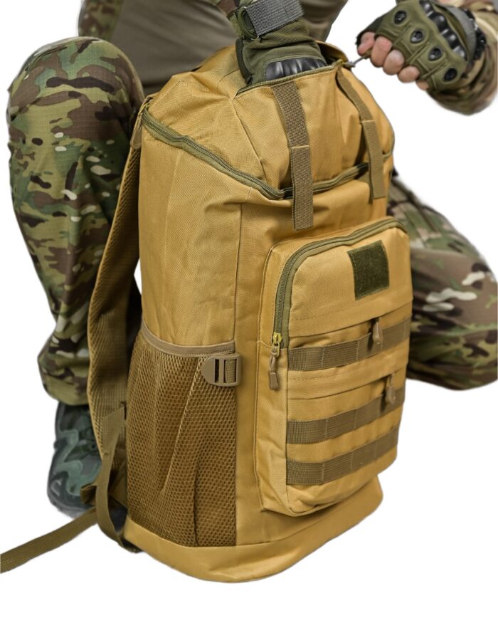 Рюкзак тактичний 60 л. з водонепроникного матеріалу КОЙОТ - Зображення 4