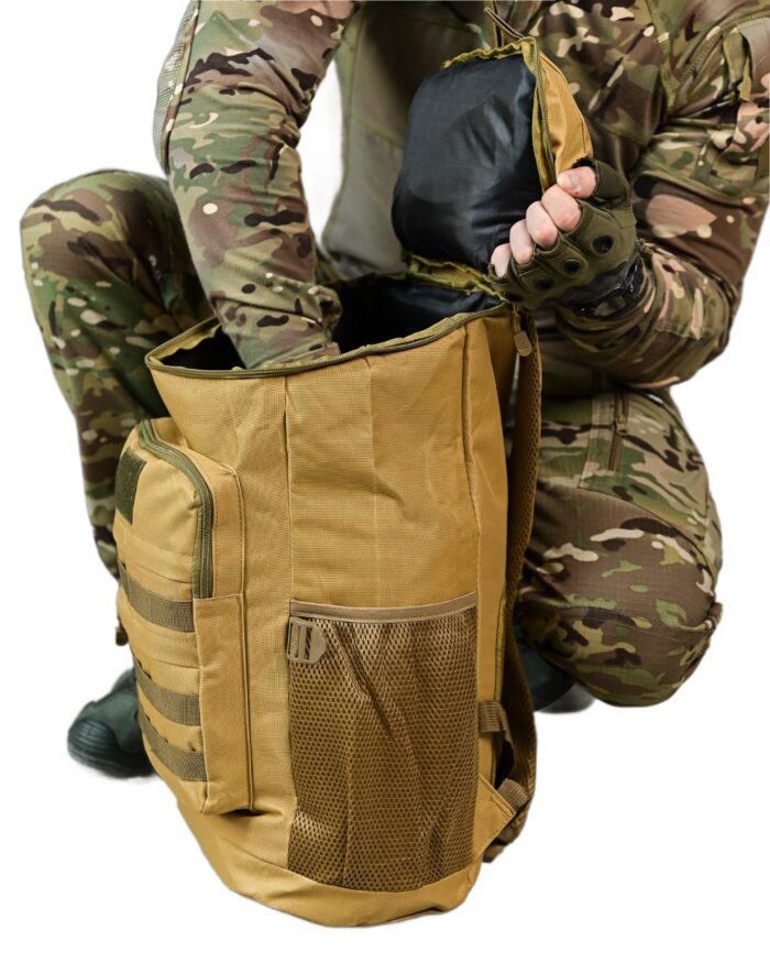 Рюкзак тактичний 60 л. з водонепроникного матеріалу КОЙОТ - Зображення 6