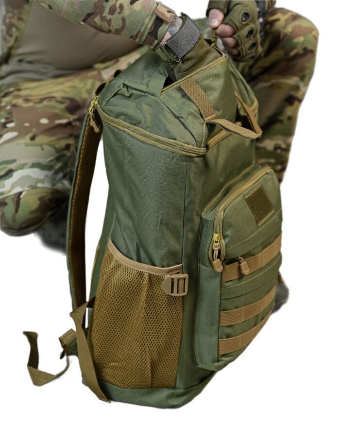 Рюкзак тактичний 60 л. з водонепроникного матеріалу ОЛИВА - Зображення 3