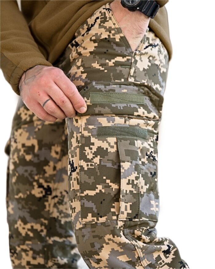 Зимові тактичні штани Softshell з флісовою підкладкою Піксель - Зображення 6