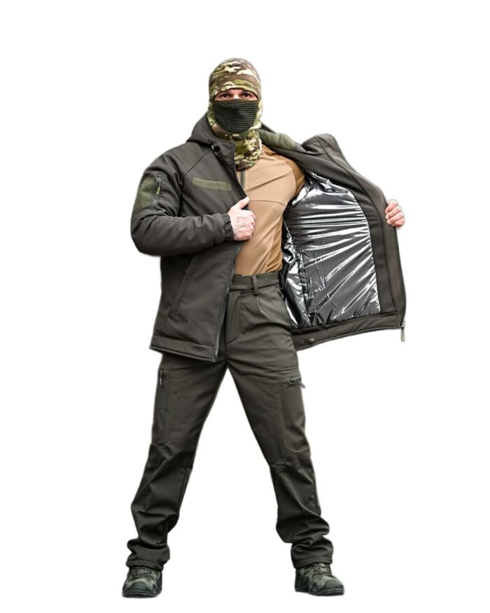 Зимовий тактичний костюм Gamma Force Softshell + Omni-Heat + Slimtex Оливковий - Зображення 1
