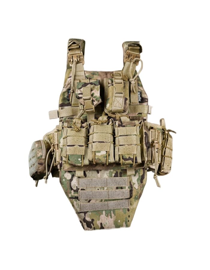 Тактична плитоноска Attack з напашником та підсумками CORDURA Мультикам - Зображення 1