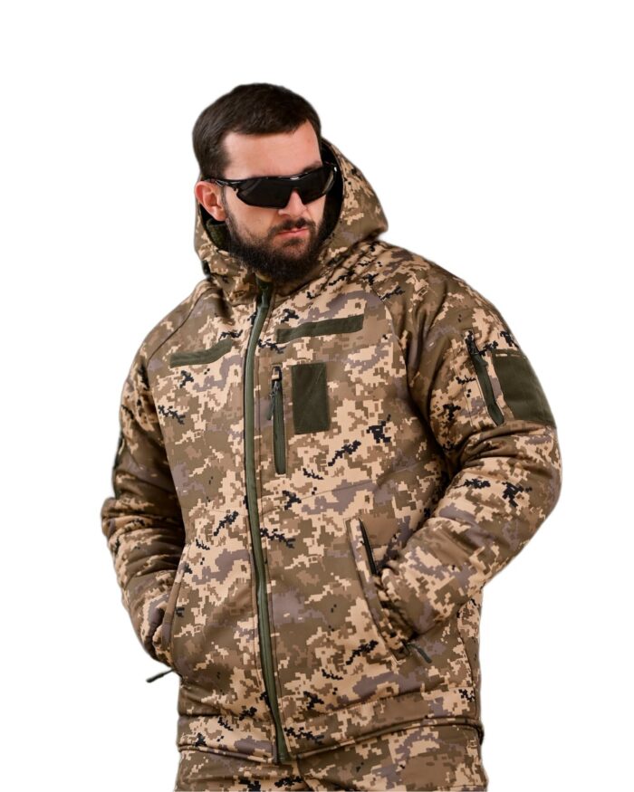 Зимова тактична куртка Softshell + Omni-Heat -20°C Піксель - Зображення 5