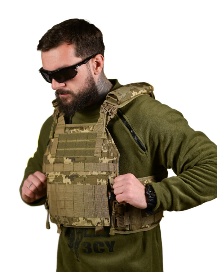 Плитоноска Plate carrier Cordura 4 точки скидання Піксель - Зображення 3