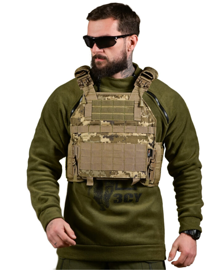 Плитоноска Plate carrier Cordura 4 точки скидання Піксель - Зображення 1