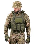 Тактична плитоноска з підсумками Cordura 4 точки скидання Олива - Зображення 2