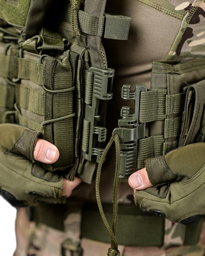 Тактична плитоноска з підсумками Cordura 4 точки скидання Олива - Зображення 4
