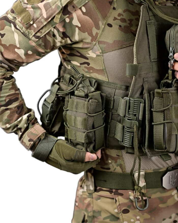 Тактична плитоноска з підсумками Cordura 4 точки скидання Олива - Зображення 10