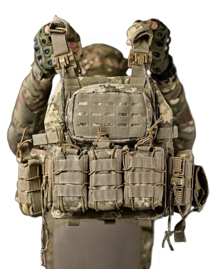 Тактична плитоноска з підсумками Cordura 4 точки скидання Мультикам - Зображення 1