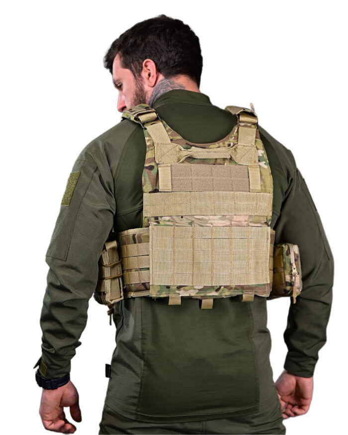 Тактична плитоноска Attack з напашником та підсумками CORDURA Мультикам - Зображення 3