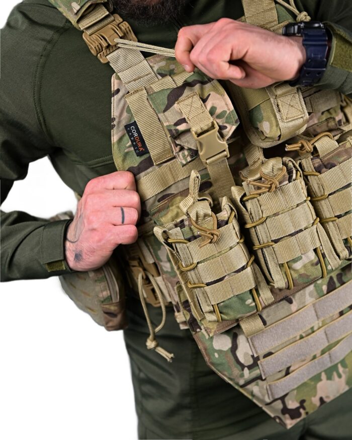 Тактична плитоноска Attack з напашником та підсумками CORDURA Мультикам - Зображення 8