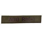 Військовий шеврон група крові A(II) Rh(-), Dark olive