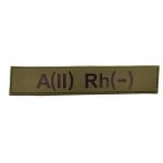 Військовий шеврон група крові A(II) Rh(-), Olive