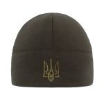 Шапка флісова Без Відвороту З Тризубом, Dark olive,
