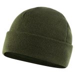 Шапка в'язана на флісі з відворотом, Dark olive