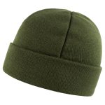 Шапка в'язана на флісі з відворотом, Dark olive - Зображення 2