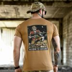 Тактична футболка BORN OF WAR Welcome to Ukraine Койот