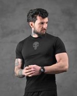 Бавовняна мілітарі футболка Punisher чорна - Зображення 2