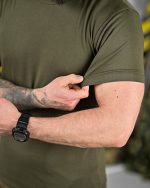 Футболка бавовняна олива (хороша якість) ЖН4293 - Зображення 4