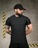 Тактична компресійна футболка (Compression Fit) чорна - Зображення 2