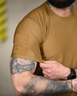 Тактична еомпресійна футболка (Compression Fit) койот - Зображення 6