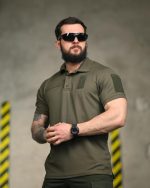Тактичне поло з вентиляцією Lacoste Sport олива - Зображення 3