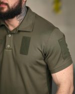 Тактичне поло з вентиляцією Lacoste Sport олива - Зображення 6
