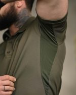 Тактичне поло з вентиляцією Lacoste Sport олива - Зображення 7