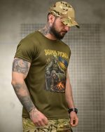 Тактична футболка Born of War «Забарань русака» Coolmax Oliva - Зображення 3