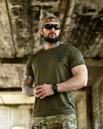 Тактична футболка BORN OF WAR Welcome to Ukraine Оливкова - Зображення 3