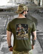 Тактична футболка BORN OF WAR Welcome to Ukraine Оливкова - Зображення 7