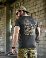 Тактична футболка BORN OF WAR welcome to Ukraine Сіра - Зображення 2
