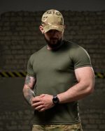 Тактична футболка Selion «Warning» Coolmax Oliva - Зображення 2