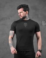 Бавовняна мілітарі футболка Punisher чорна