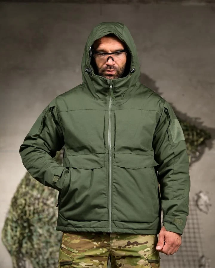 Зимова тактична куртка Yinren з підкладкою Omni-Heat та силіконовим утеплювачем Olive Green ВТ4724