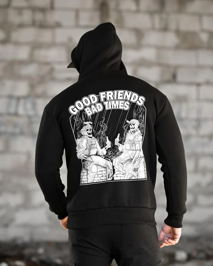 Мілітарі худі на флісі GENESIS Friends black ВТ6846
