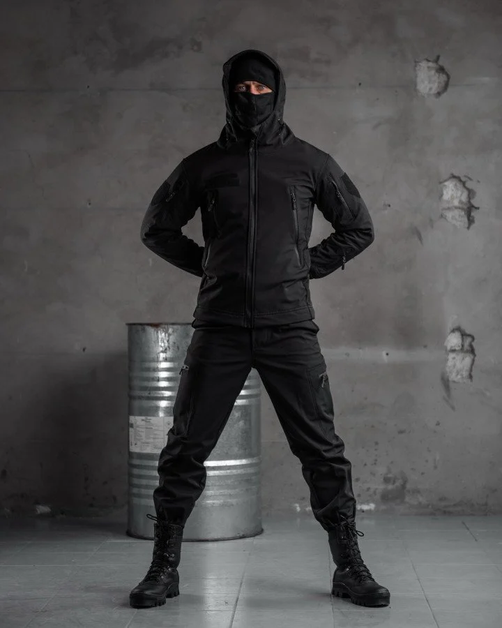 тактичний костюм SoftShell Police black ВТ7623