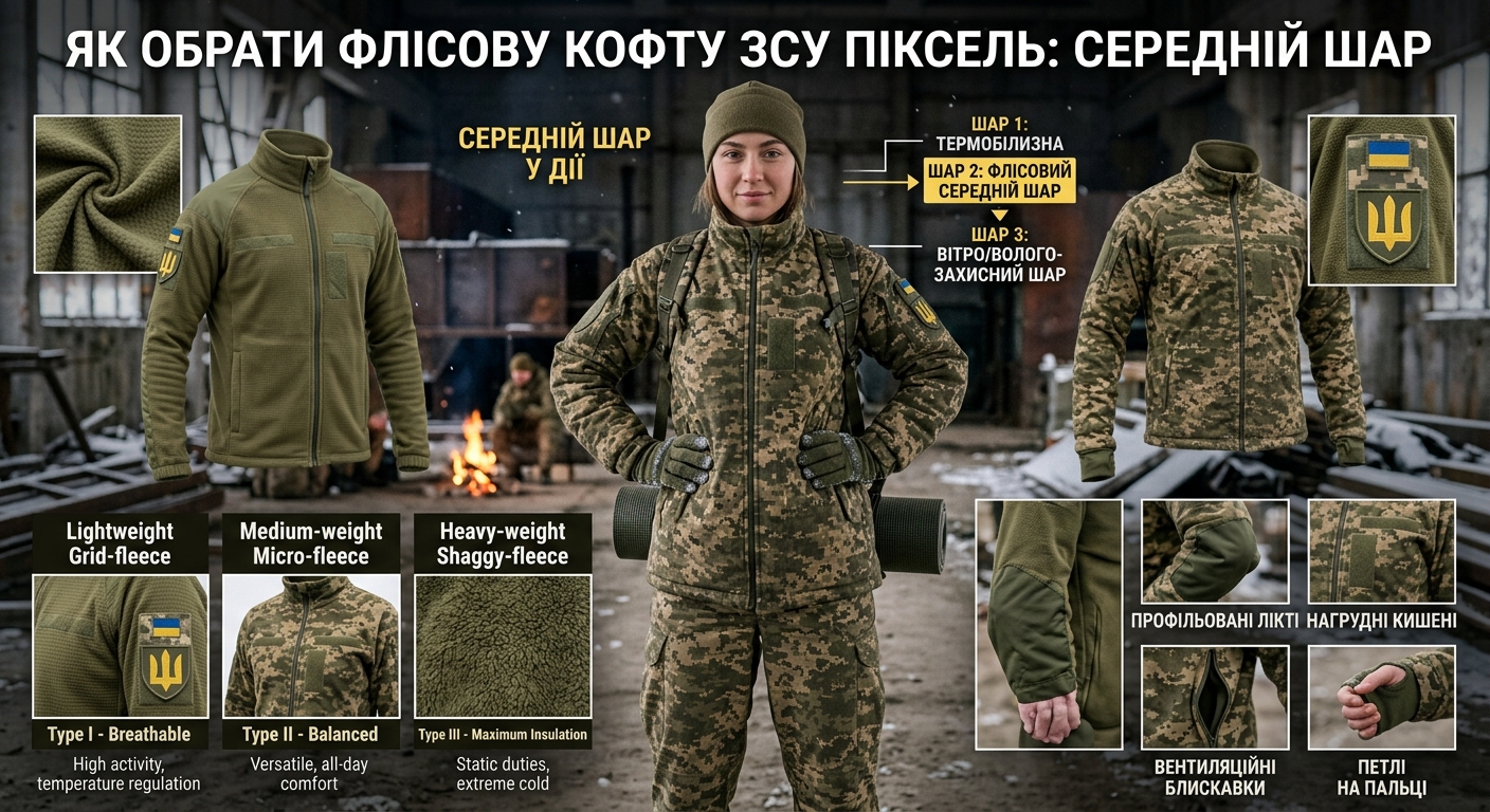 Флісова кофта ЗСУ піксель: як обрати середній шар 1 flis post » Rechovyk