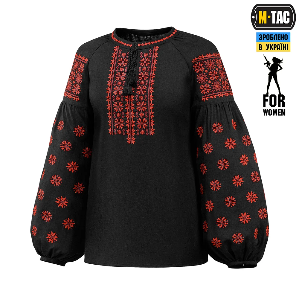 M-Tac вишиванка жіноча 100% льон, Black, S