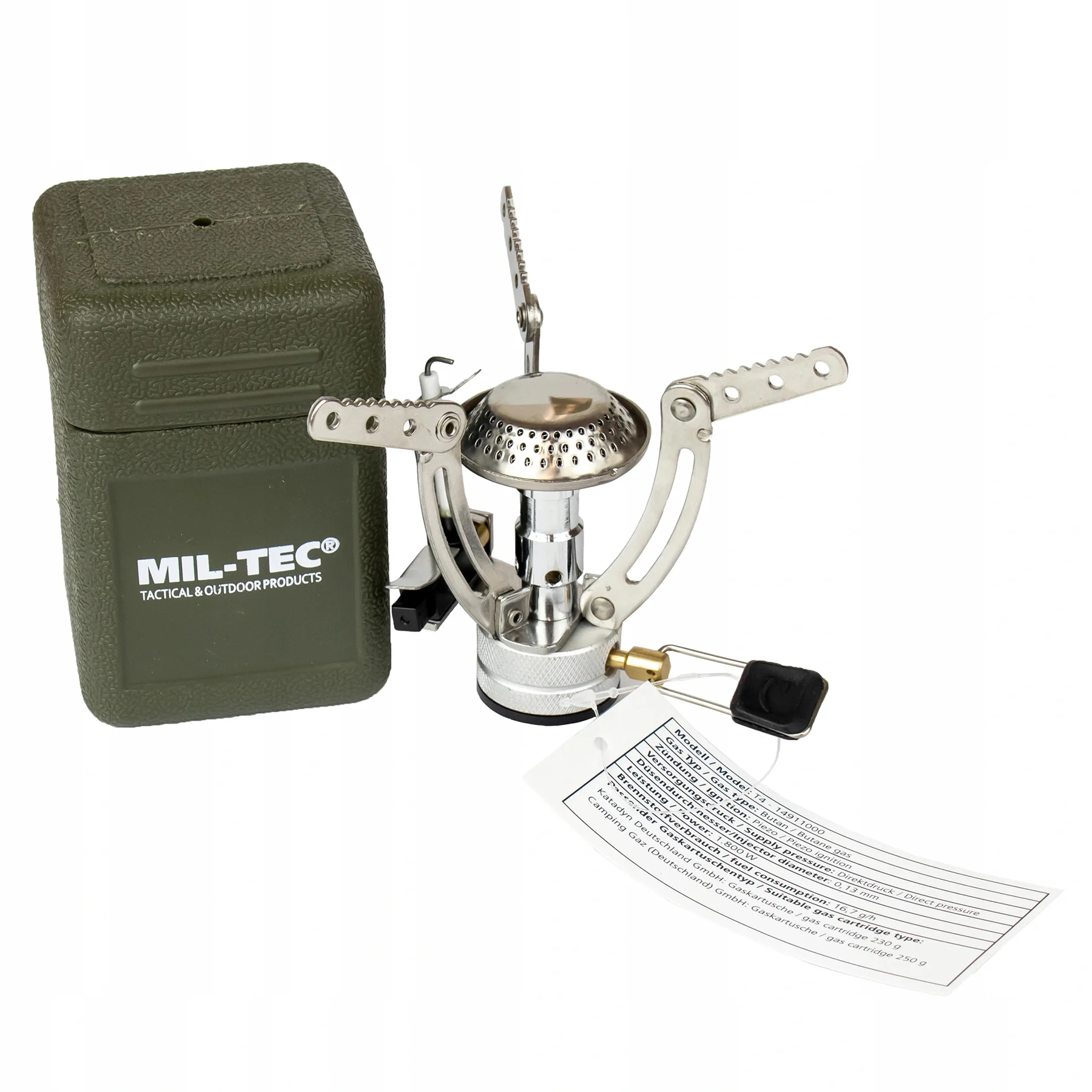 Туристичний газовий пальник MIL-TEC Camping Butane Burner, Silver