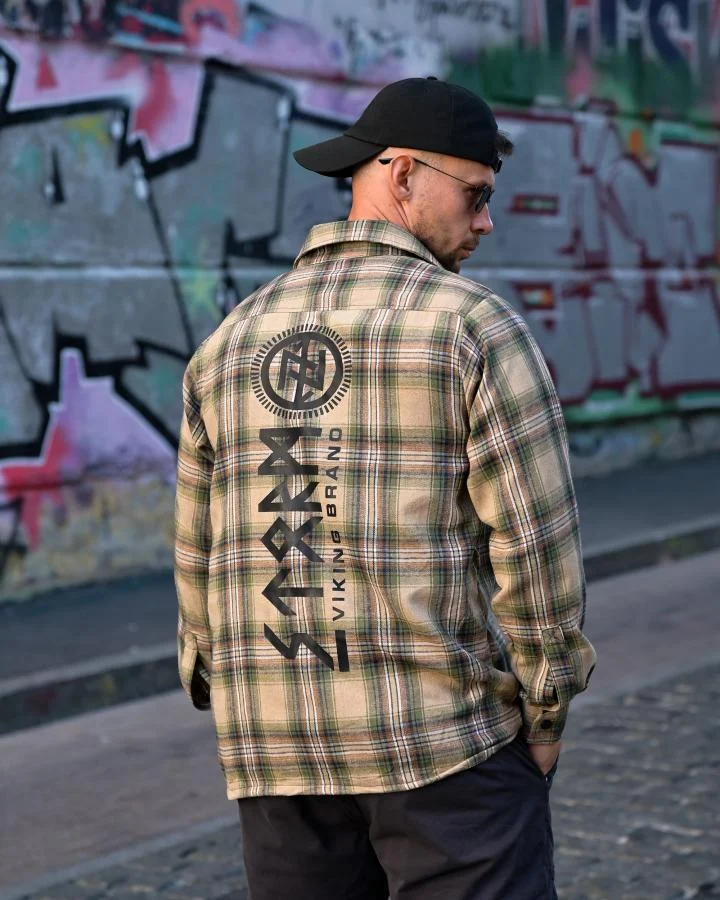 Сорочка в стилі мілітарі Born of War руни green РН4832