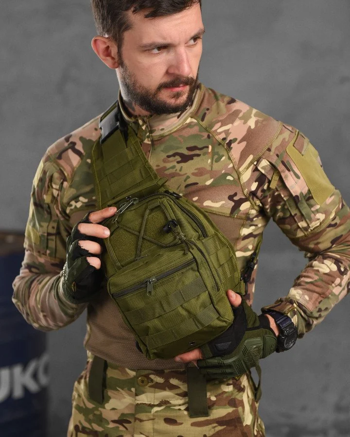 Сумка тактична через плече Triada олива, кордура 1000D