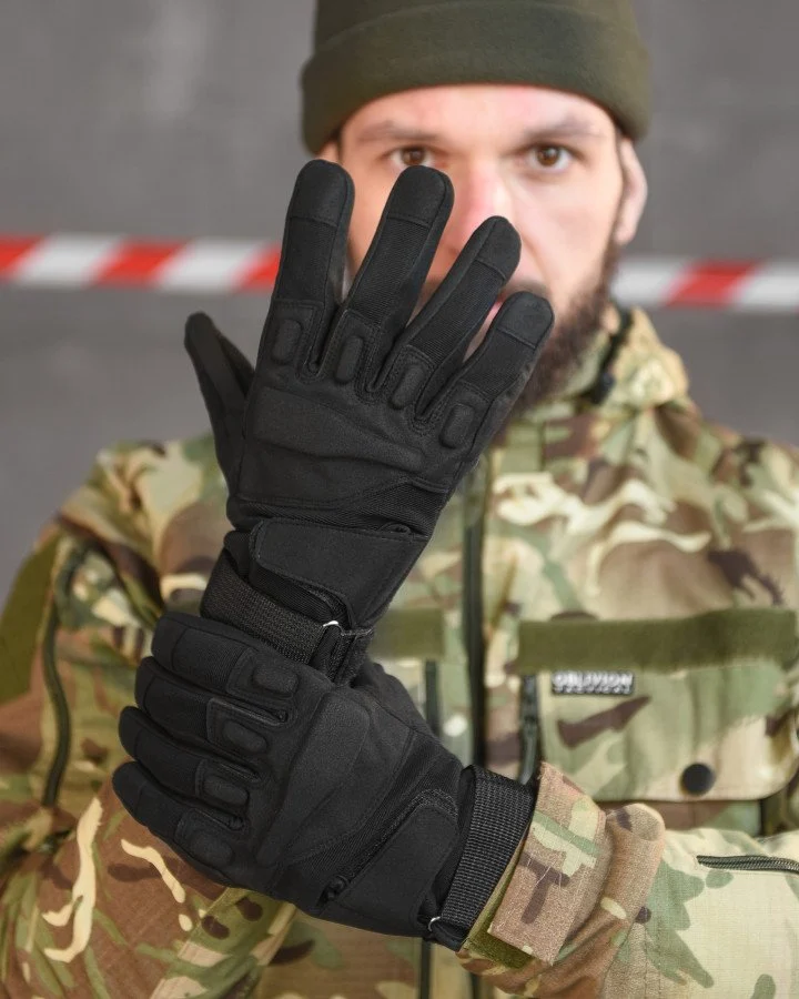 1-копия-optimized-35 Перчатки тактические черные Standart ВВ9372 с усиленной ладонью — изображение 1